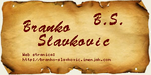 Branko Slavković vizit kartica